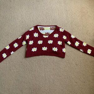 indie cropped flower sweater